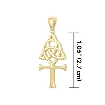 Unite Ancient Symbols: Triquetra Ankh Solid Gold Pendant - Peter Stone | Embrace Spiritual Connection and Eternal Life GPD5661 - Jewelry